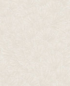 Ginkgo Fan wallpaper by Eijffinger, overlapping ginkgo leaf fans in soft cream white, flat swatch