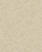 Ginkgo Fan wallpaper by Eijffinger, overlapping ginkgo fans in warm sandy beige, flat swatch