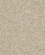 Ginkgo Fan wallpaper by Eijffinger, layered ginkgo fans in natural linen taupe, flat swatch