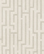 Maze wallpaper by Eijffinger, geometric maze fretwork lines on woven texture in soft cream grey, flat swatch