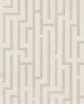 Maze wallpaper by Eijffinger, geometric maze fretwork lines on woven texture in soft cream grey, flat swatch