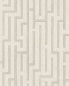 Maze wallpaper by Eijffinger, geometric maze fretwork lines on woven texture in soft cream grey, flat swatch