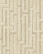 Maze wallpaper by Eijffinger, angular maze line pattern in warm beige on linen texture, flat swatch