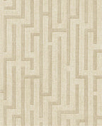 Maze wallpaper by Eijffinger, angular maze line pattern in warm beige on linen texture, flat swatch