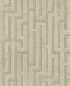 Maze wallpaper by Eijffinger, geometric maze design in muted sage green on woven ground, flat swatch