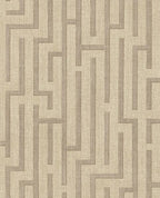 Maze wallpaper by Eijffinger, maze fretwork lines in taupe brown on textured weave, flat swatch