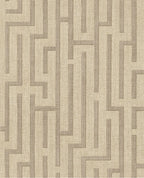 Maze wallpaper by Eijffinger, maze fretwork lines in taupe brown on textured weave, flat swatch