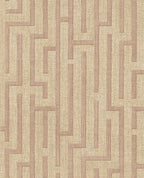 Maze wallpaper by Eijffinger, angular maze pattern in dusky rose pink on natural weave, flat swatch