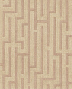 Maze wallpaper by Eijffinger, angular maze pattern in dusky rose pink on natural weave, flat swatch