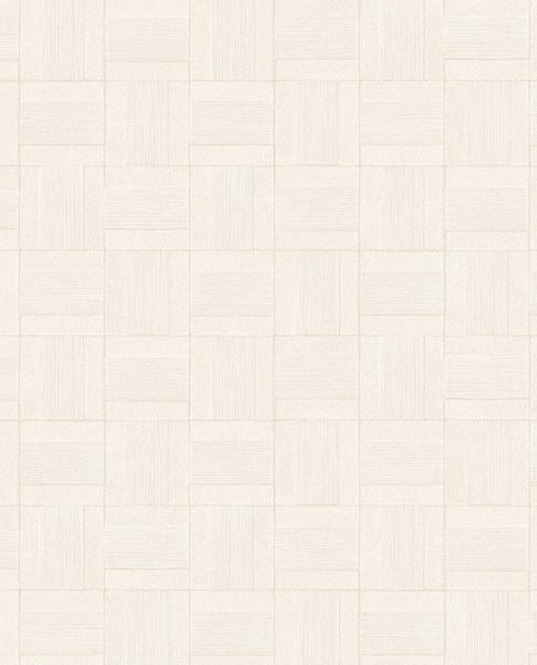 Basket Weave wallpaper by Eijffinger, woven basketweave grid of square tiles in soft ivory cream, flat swatch