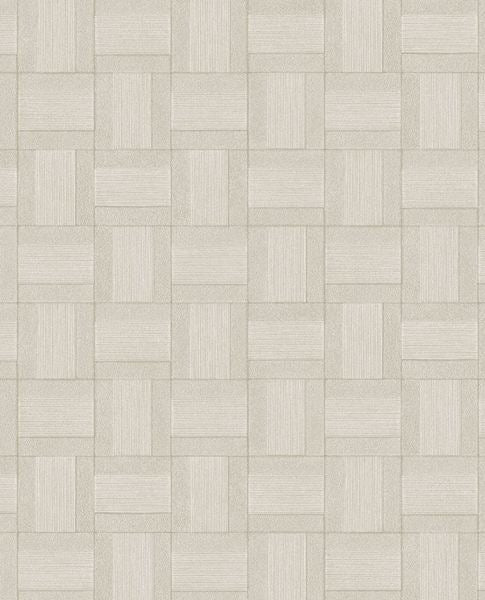 Basket Weave wallpaper by Eijffinger, basketweave square tile pattern in warm sandy beige, flat swatch