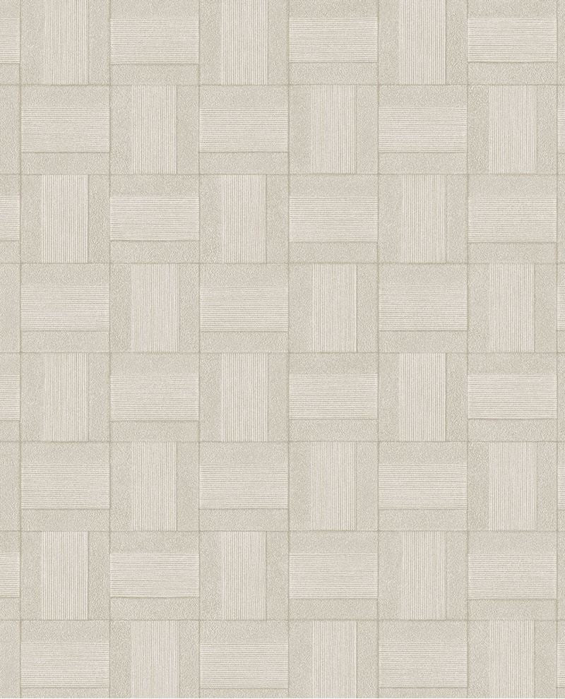Basket Weave wallpaper by Eijffinger, basketweave square tile pattern in warm sandy beige, flat swatch