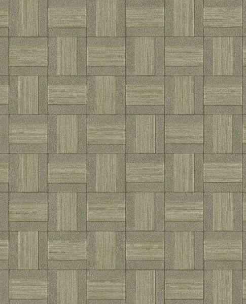 Basket Weave wallpaper by Eijffinger, basketweave tile pattern in muted olive khaki, flat swatch