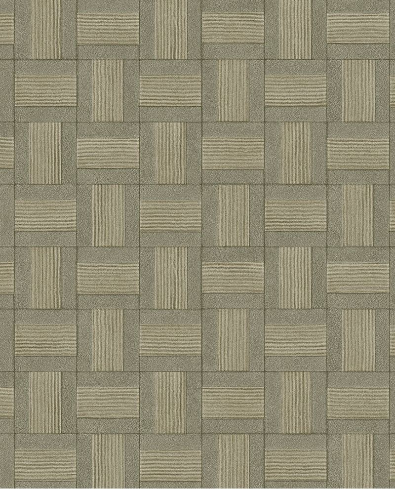 Basket Weave wallpaper by Eijffinger, basketweave tile pattern in muted olive khaki, flat swatch