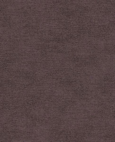 Grasscloth wallpaper by Eijffinger, flat swatch in deep mauve-plum with a woven linen-effect texture