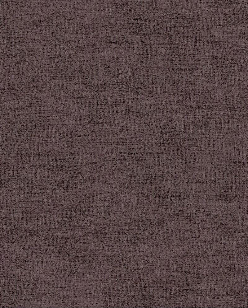 Grasscloth wallpaper by Eijffinger, flat swatch in deep mauve-plum with a woven linen-effect texture