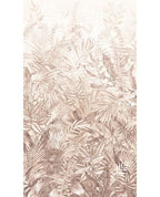 Botanical Grove wall mural by Eijffinger, layered ferns and palms in blush pink and dusty rose, portrait crop