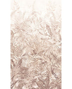 Botanical Grove wall mural by Eijffinger, layered ferns and palms in blush pink and dusty rose, portrait crop