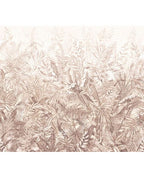 Botanical Grove wall mural by Eijffinger, wide panel of blush-pink ferns fading into a pale cream backdrop