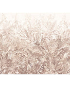Botanical Grove wall mural by Eijffinger, wide panel of blush-pink ferns fading into a pale cream backdrop