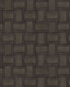 Basket Weave wallpaper by Eijffinger, woven square tile grid in deep espresso brown, flat swatch