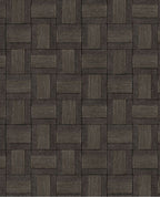 Basket Weave wallpaper by Eijffinger, woven square tile grid in deep espresso brown, flat swatch