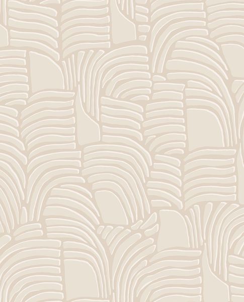 Dune Arch wallpaper by Eijffinger, hand-drawn arching ribbed dune shapes in soft blush cream, flat swatch close-up