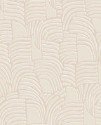 Dune Arch wallpaper by Eijffinger, hand-drawn arching ribbed dune shapes in soft blush cream, flat swatch close-up