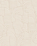 Dune Arch wallpaper by Eijffinger, hand-drawn arching ribbed dune shapes in soft blush cream, flat swatch close-up