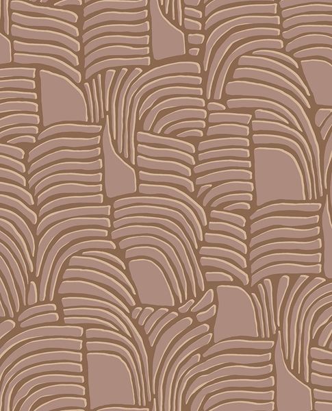Dune Arch wallpaper by Eijffinger in dusky mauve pink on tan, sketched arched dune motif, flat swatch