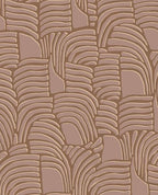 Dune Arch wallpaper by Eijffinger in dusky mauve pink on tan, sketched arched dune motif, flat swatch