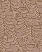 Dune Arch wallpaper by Eijffinger in dusky mauve pink on tan, sketched arched dune motif, flat swatch