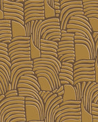 Dune Arch wallpaper by Eijffinger in golden mustard on brown, arching ribbed dune design, flat swatch
