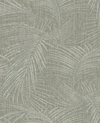 Woven Palm wallpaper by Eijffinger in taupe grey, palm fronds on a woven texture, flat pattern swatch