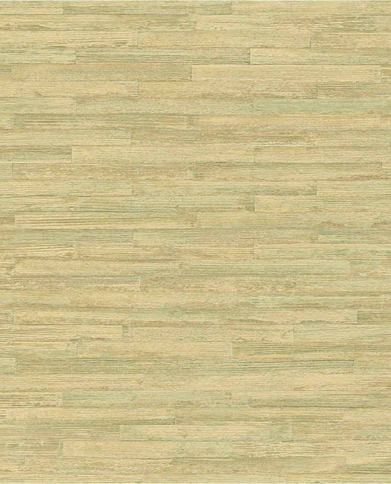 Woven Plank wallpaper by Eijffinger in muted sage yellow, wood-plank effect, flat pattern swatch
