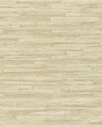 Woven Plank wallpaper by Eijffinger in cream with green tones, faux wood-plank design, flat swatch