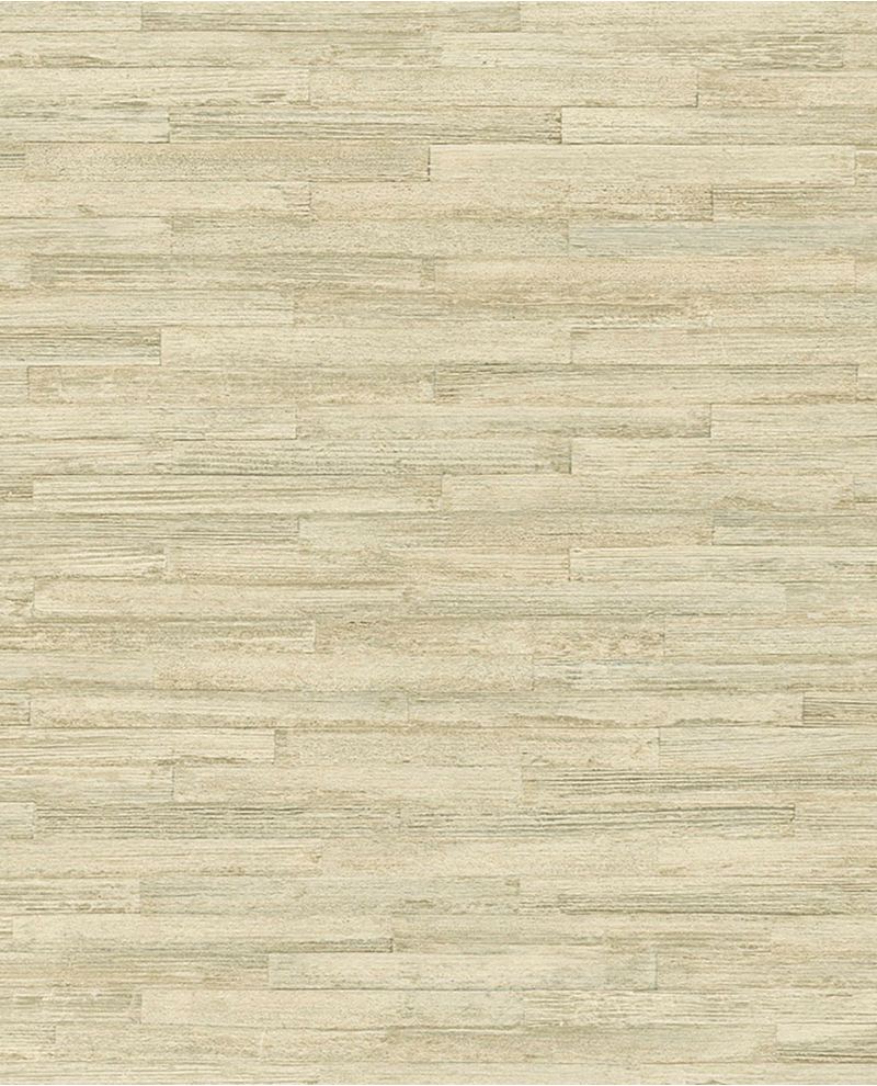 Woven Plank wallpaper by Eijffinger in cream with green tones, faux wood-plank design, flat swatch