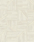 Marquetry Inlay wallpaper by Eijffinger in cream, geometric wood-marquetry blocks with fine inlay lines, flat swatch
