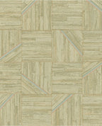 Marquetry Inlay wallpaper by Eijffinger in sage green, marquetry block pattern with diagonal inlays, flat swatch