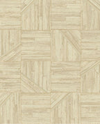 Marquetry Inlay wallpaper by Eijffinger in sandy beige, geometric wood-marquetry design, flat pattern swatch