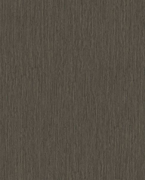 Fine Reed wallpaper by Eijffinger in dark espresso brown, vertical reed grasscloth texture, flat swatch