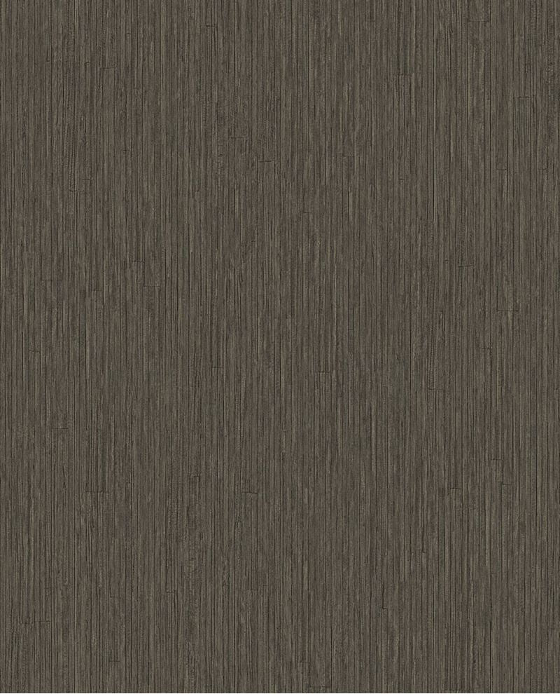 Fine Reed wallpaper by Eijffinger in dark espresso brown, vertical reed grasscloth texture, flat swatch