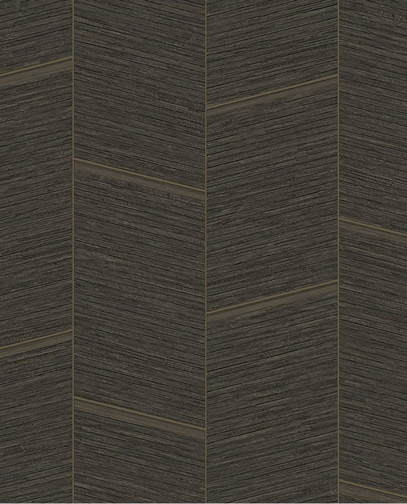 Woven Chevron wallpaper by Eijffinger in dark charcoal espresso, woven chevron texture, flat swatch