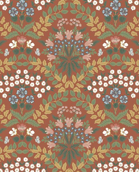 Tapestry Bloom wallpaper by Eijffinger – symmetrical floral damask design