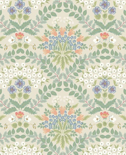 Tapestry Bloom wallpaper by Eijffinger – symmetrical floral damask design