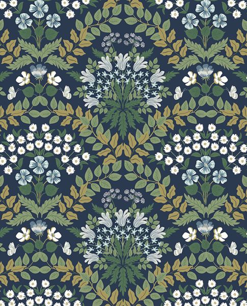 Tapestry Bloom wallpaper by Eijffinger – symmetrical floral damask design