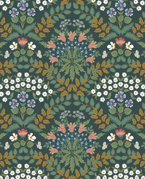 Tapestry Bloom wallpaper by Eijffinger – symmetrical floral damask design