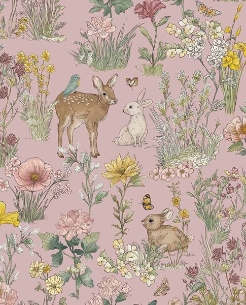 Whispering Meadow wallpaper by Eijffinger – woodland deer and wildflower meadow design
