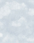 Daydream Clouds wallpaper by Eijffinger, soft white clouds on a pale blue sky, flat roll swatch.