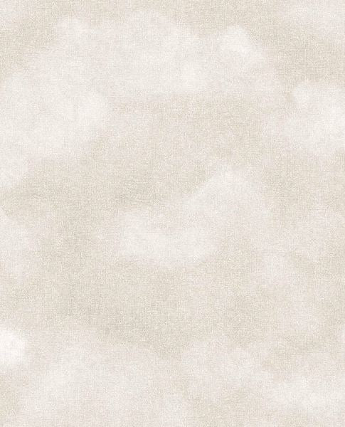 Daydream Clouds wallpaper by Eijffinger, soft clouds on a warm beige sky, flat roll swatch.